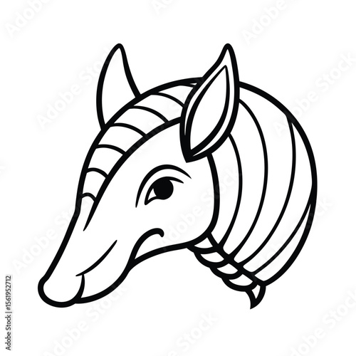 savage armadillo head with hard shell detail version two on white background Vector illustration