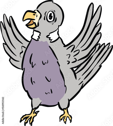 Cartoon pigeon bird vector illustration that is trying to speak