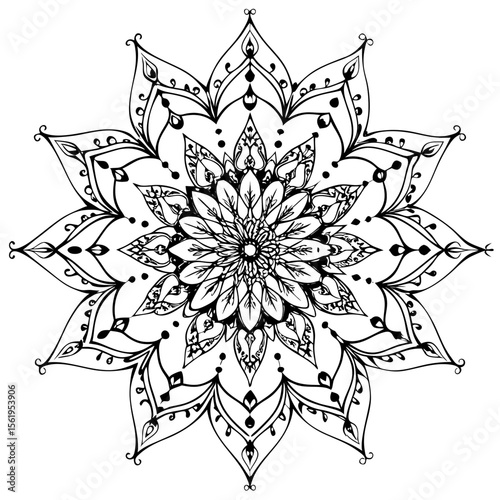 “Intricate Mandala Vector Line Art for Coloring or Decoration”
