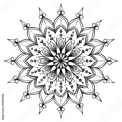 “Intricate Mandala Vector Line Art for Coloring or Decoration”