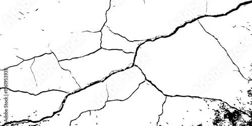 "Cracked white wall texture with deep black fracture lines. Perfect for grunge backgrounds, distressed surfaces, urban decay themes, and abstract or vintage design projects. High contrast and detail"