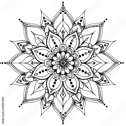 “Intricate Mandala Vector Line Art for Coloring or Decoration”