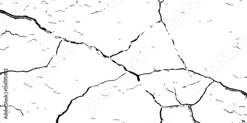 "Cracked white wall texture with detailed fracture lines and distressed surface. Perfect for grunge design, aging effects, backgrounds, or architectural deterioration themes"