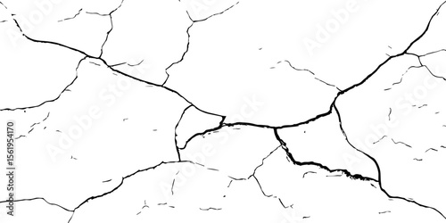 "Cracked white wall texture with detailed fracture lines and distressed surface. Perfect for grunge design, aging effects, backgrounds, or architectural deterioration themes"