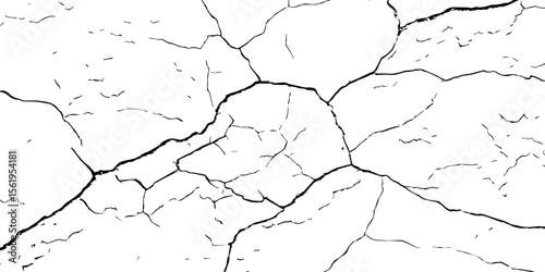 "Cracked white wall texture with detailed fracture lines and distressed surface. Perfect for grunge design, aging effects, backgrounds, or architectural deterioration themes"