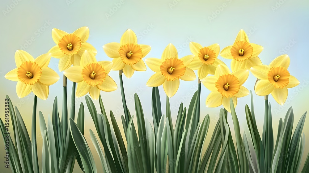 Fototapeta premium Vibrant Yellow Daffodils Spring Floral Bouquet