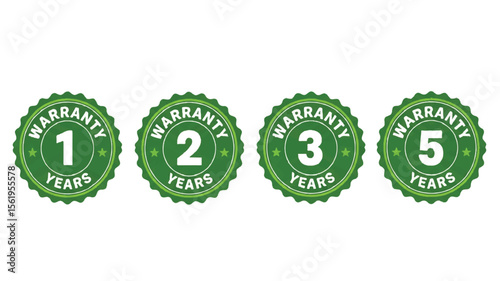 Warranty labels with "1 Year", "2 Years", "3 Years", and "5 Years" on white background