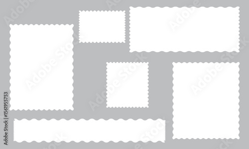 Set of Blank Postage Stamps. Light  Postage stamps. Vector illustration
