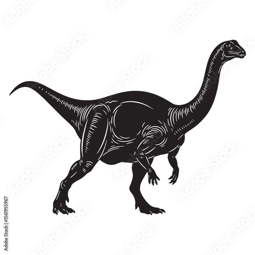 From biped to quadruped – Massospondylus silhouette shown through soft Massospondylus vector – Massospondylus illustration

