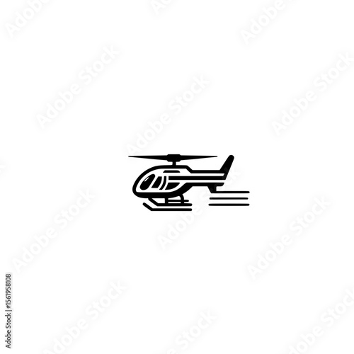 Helicopter Icon with Motion Lines Representing Speed Flight Air Transport and Dynamic Movement