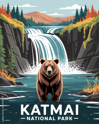Brown Bear at Brooks Falls – Katmai National Park Poster