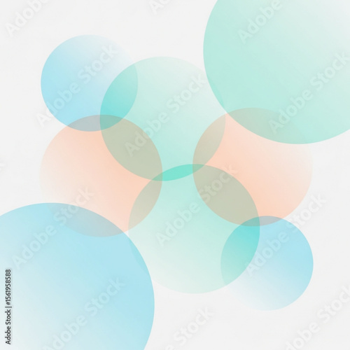 Wallpaper Mural Abstract composition of overlapping translucent circles in pastel blue, green, and peach colors on a white background. Torontodigital.ca