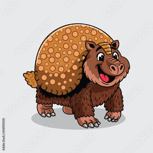 Cute Glyptodon extinct animal Character Mascot in Vector Cartoon Illustration