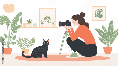 Professional Animal Photographer Capturing Wildlife Moments with Camera in Forest