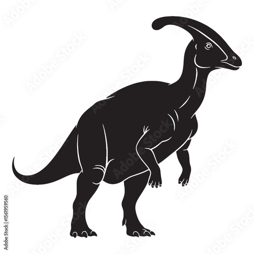 Recognized by its crest – Parasaurolophus silhouette stylized in flowing Parasaurolophus vector – Parasaurolophus illustration

