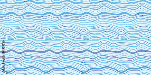 Seamless pattern, wavy lines, sea waves stylization, vector background