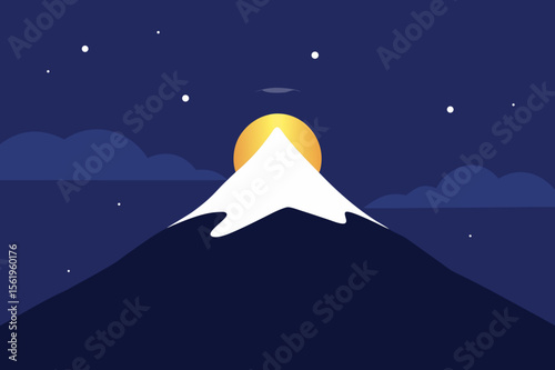 Serene Night Landscape Majestic Mountain Peak Under a Starlit Sky