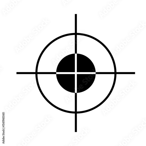 Konstfotografi Focus and Precision: A minimalist graphic presents a stark black crosshair, centered and precise, symbolizing accuracy and strategic focus