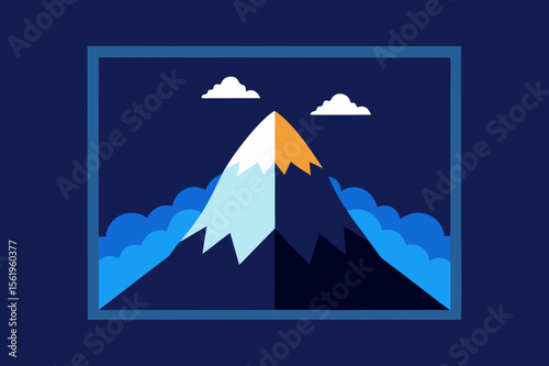 Majestic Mountain Peak A Stunning Nighttime View of a Snow-Capped Mountain