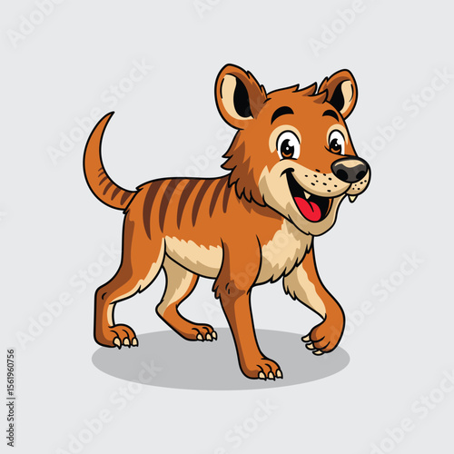 Cute Tasmanian Tiger extinct animal Character Mascot in Vector Cartoon Illustration