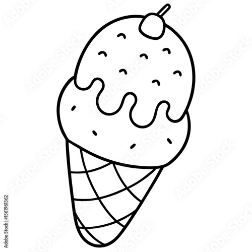 Ice Cream Bean line art vector