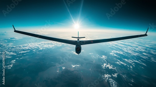 High altitude aerial view of glider or drone