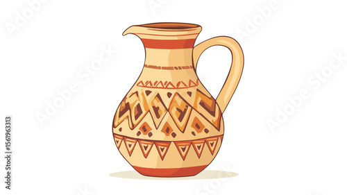 Artisanal Handmade Ceramic Pitcher Painted Crock for Home Decor