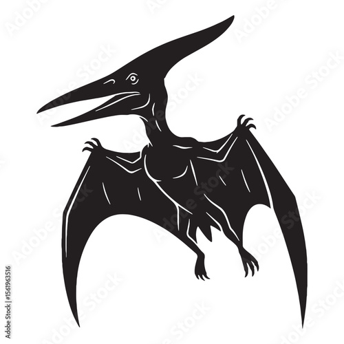 Soaring over ancient seas – Pteranodon silhouette drawn in elegant Pteranodon vector – Pteranodon illustration

