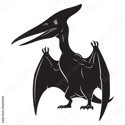 Flight before birds – Pteranodon silhouette in sharp Pteranodon vector – Pteranodon illustration

