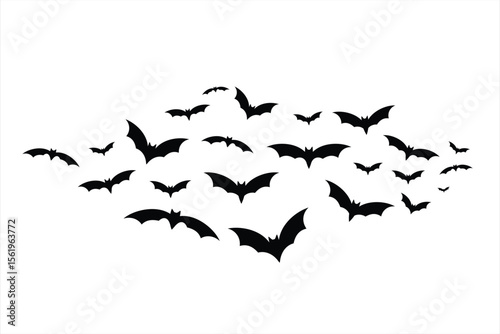 Flying Bats Vector Illustration. Silhouette vector of flying bats on white background.