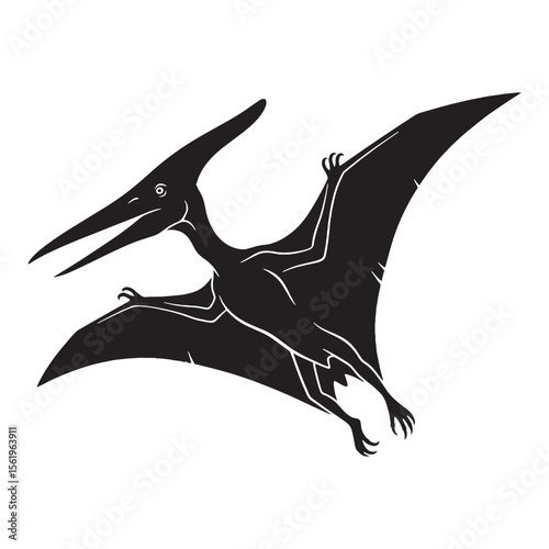 Above the waves of time – Pteranodon silhouette paired with streamlined Pteranodon vector – Pteranodon illustration

