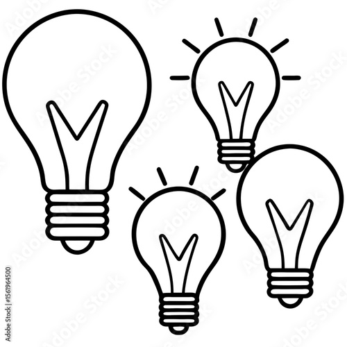 Light bulbs line art vector