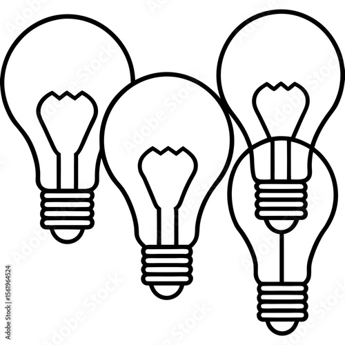 Light bulbs line art vector