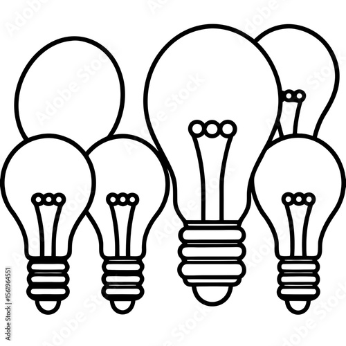 Light bulbs line art vector