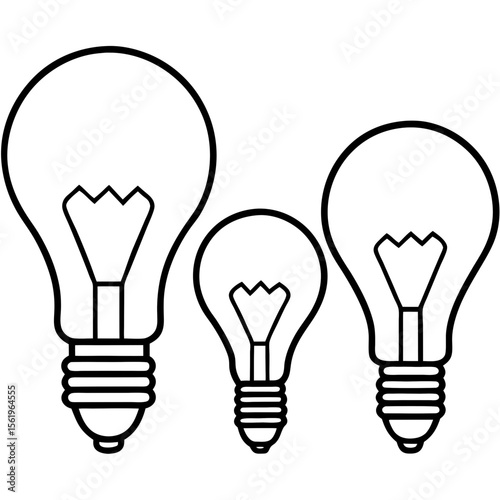 Light bulbs line art vector