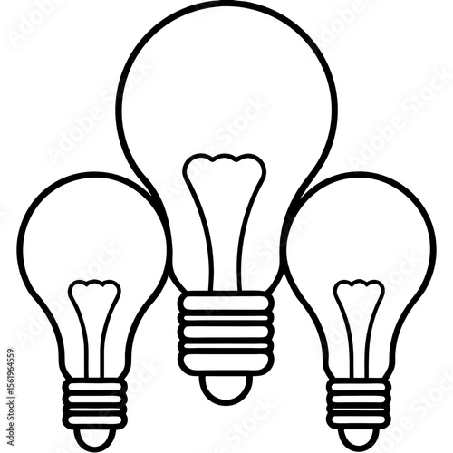 Light bulbs line art vector