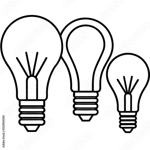 Light bulbs line art vector