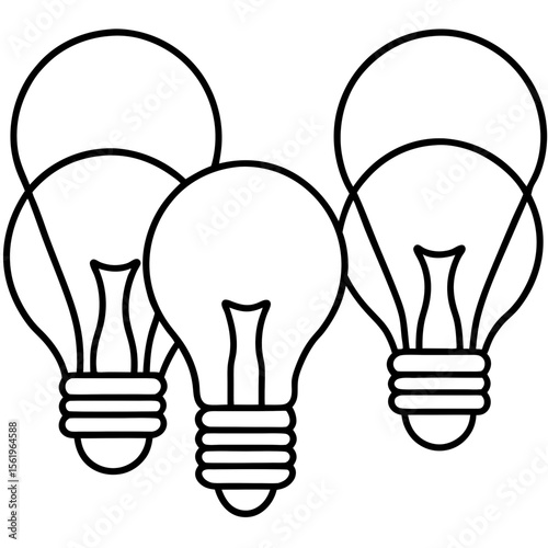 Light bulbs line art vector