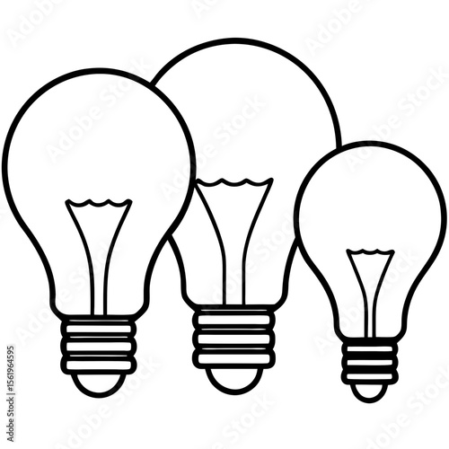 Light bulbs line art vector