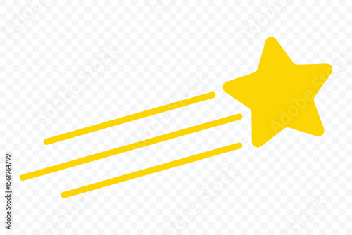shooting star icon. Shooting Star icon design with white background. Gold shooting star. Star trail sign Vector Illustration. 
