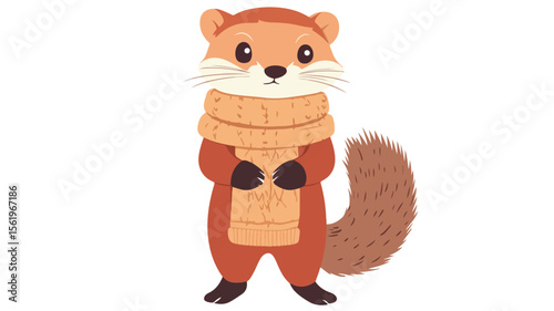 Adorable Ferret in Cozy Outfit - Funny Weasel Illustration