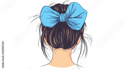 Bright Girlish Scrunchie Accessory on Woman, Fashionable Ela