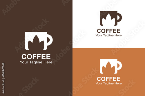 Floral Coffee Logo – Elegant Flower Petal and Cup Symbol