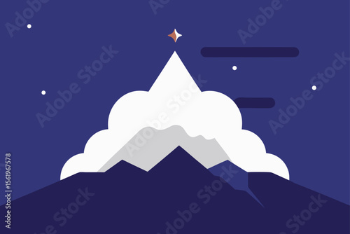 Reaching for the Stars A Minimalist Mountain Peak Illustration