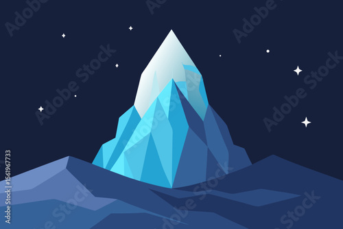 Celestial Iceberg A Nighttime Glacial Peak Illustration