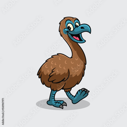 Cute Moa Bird extinct animal Character Mascot in Vector Cartoon Illustration
