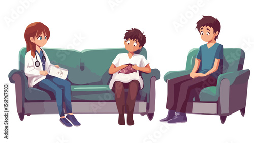 Professional Doctor Treating Patient with Trauma and Injury in Hospital Setting Graphic