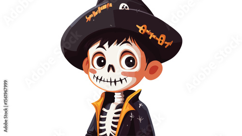 Enchanting Child in Spooky Halloween Skeleton Outfit