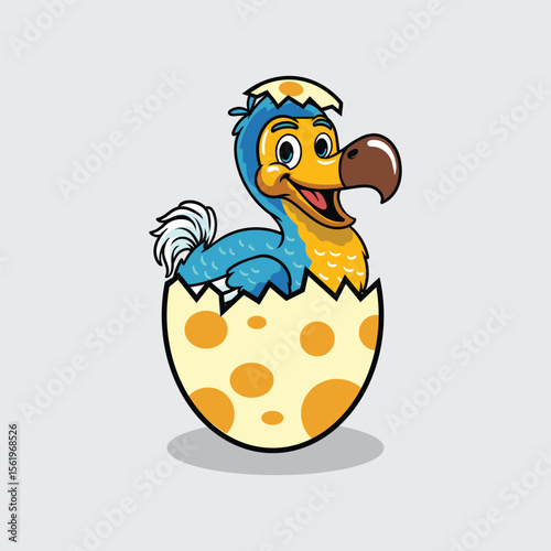 Cute baby dodo Bird extinct animal Character Mascot in Vector Cartoon Illustration
