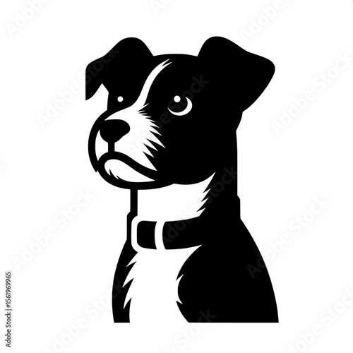 Black and White Vector of a Dog Sitting Silhouette